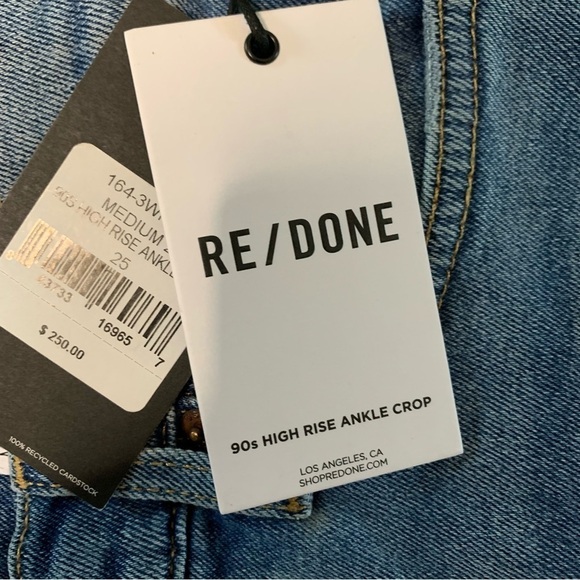 RE/DONE Originals Revolve 90s High Rise Slim Fit Ankle Crop Button Fly Size 25 - Picture 12 of 14